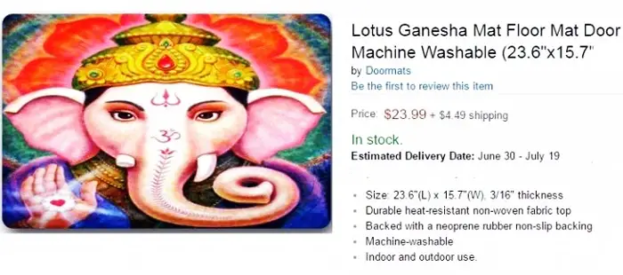 ganesha doormat amazon listing