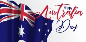 Happy Australia day with Waving flag