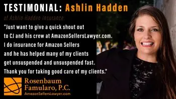 Testimonial - Ashlin Hadden Insurance -insurance for Amazon Sellers