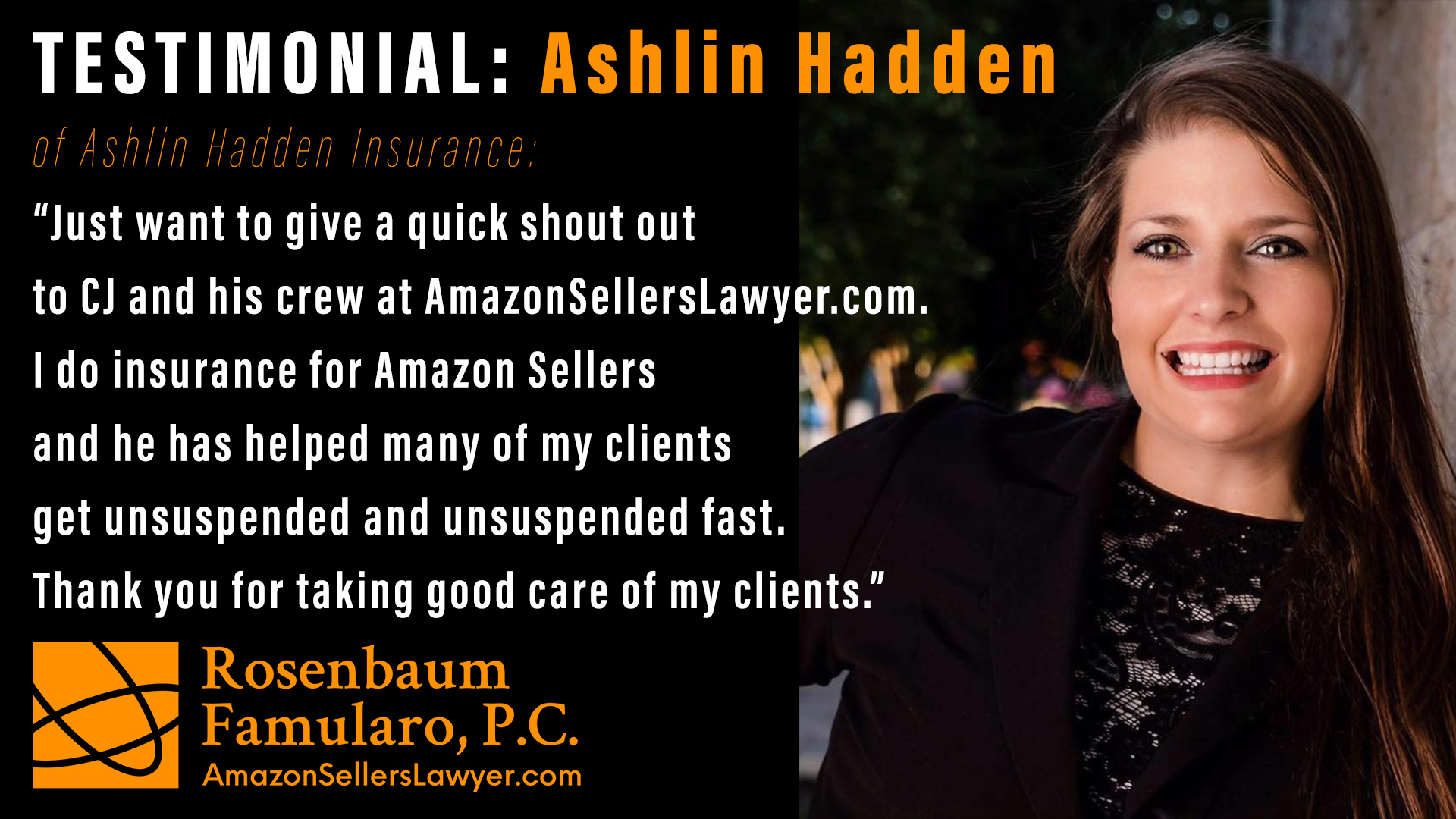 Amazon ecommerce business -Testimonial - Ashlin Hadden Insurance -insurance for Amazon Sellers