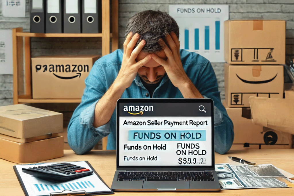 Amazon seller reviewing payment reports to recover withheld Amazon funds.