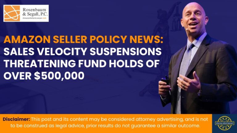 Amazon seller account suspended due to high sales velocity with large fund hold