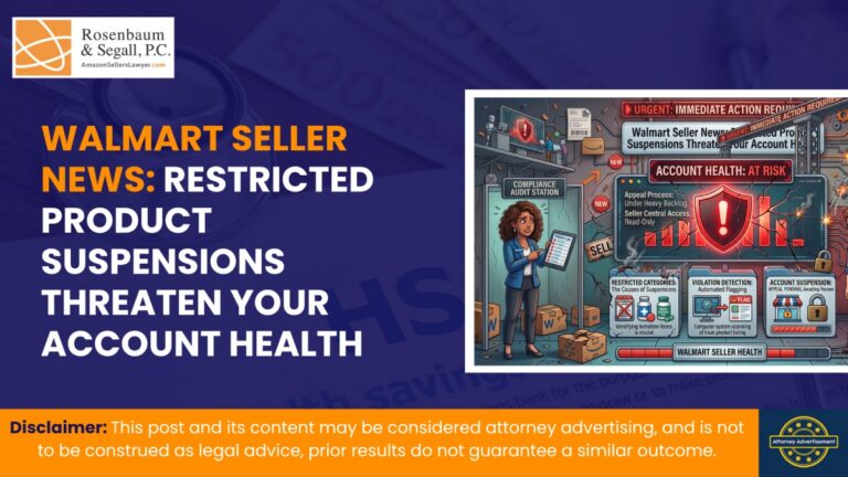 Walmart seller account suspended for restricted product violation with appeal process overview