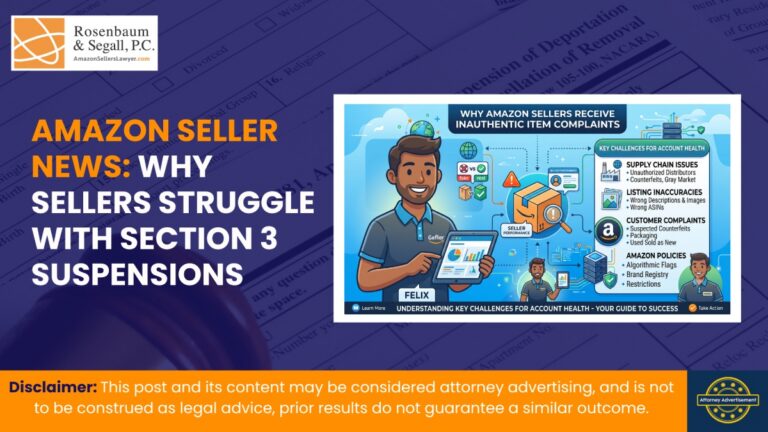 Amazon seller reviewing Section 3 suspension notice and appeal strategy with attorney